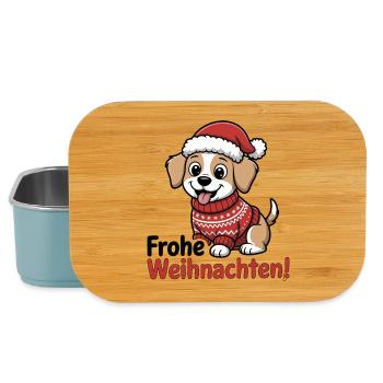 Weihnachtshund – Frohe Weihnachten! - Lunch Box - Hellblau - Vorne
