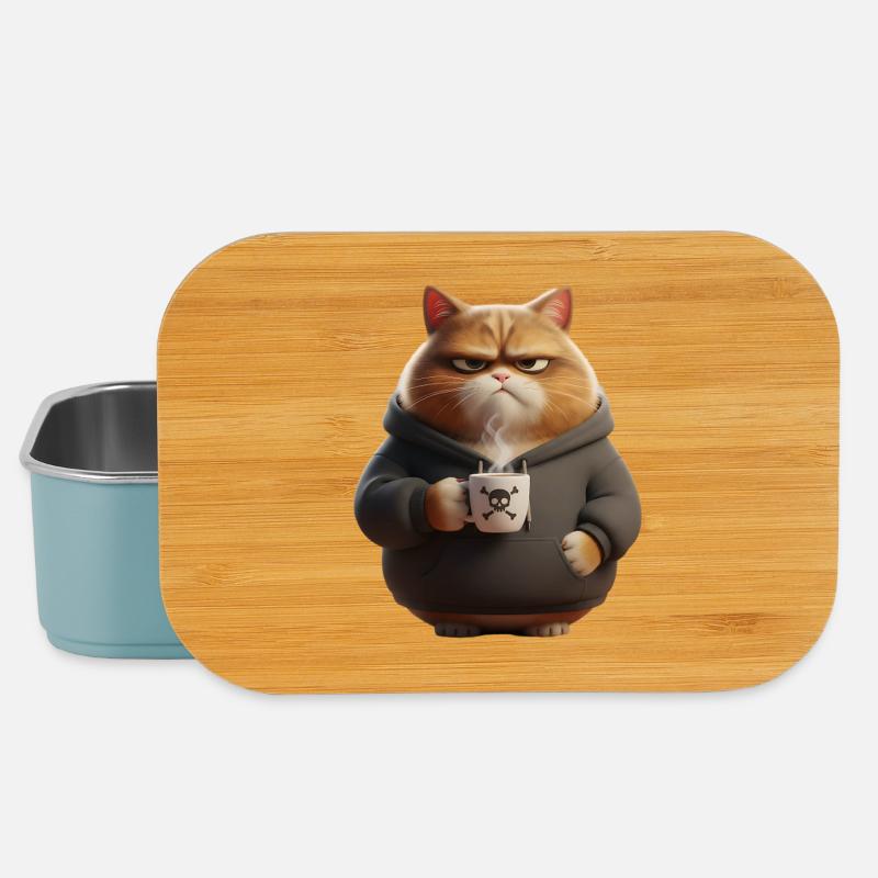 Grimmige Katze Kaffee Morgenmuffel - Lunch Box - Hellblau