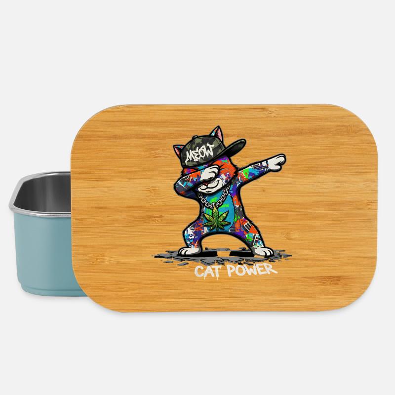 Dab Cat Power Streetart Comic Design - Lunch Box - Hellblau