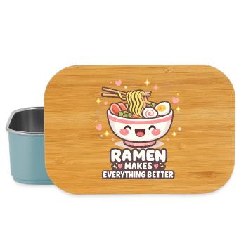 Kawaii Cat Ramen Noodles Anime Cat - Lunch Box - light blue - Front
