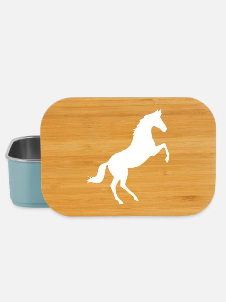 weißes Pferd Pferde Silhouetten Schattenfigur - Lunch Box - Hellblau