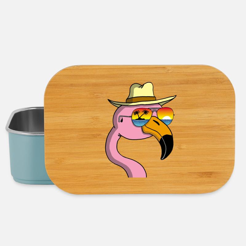 Flamingo im Urlaub - Lunch Box - Hellblau