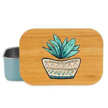 Succulent Pot Pattern - Lunch Box - light blue - Front