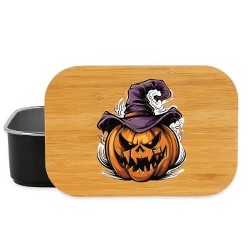 Citrouille d’Halloween effrayante avec chapeau de sorcière - Boîte à goûter - noir - Devant