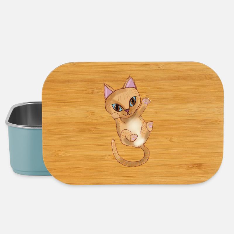 Cute Orange kitten - Lunch Box - light blue