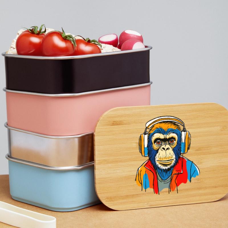Affe mit Kopfhörern Lunch Box