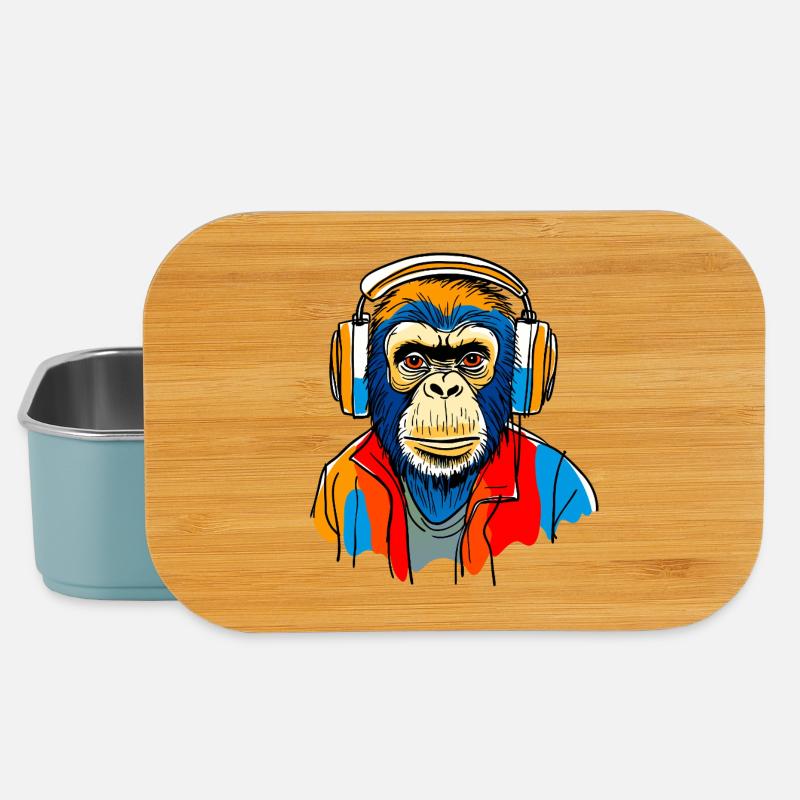Affe mit Kopfhörern - Lunch Box - Hellblau