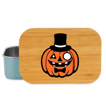 Vornehmer Kürbis Zylinder Monokel Halloween reich - Lunch Box - Hellblau - Vorne