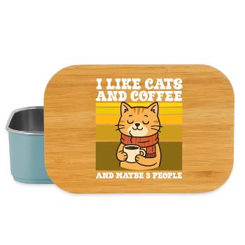 I like cats and coffee and maybe three people - Lunch Box - light blue - Front