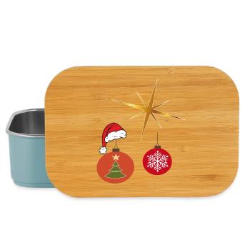Poinsettia and Christmas ball - Lunch Box - light blue - Front