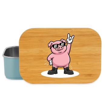 Cadeau drôle de Heavy Metal Rock Pig - Boîte à goûter - bleu pâle - Devant