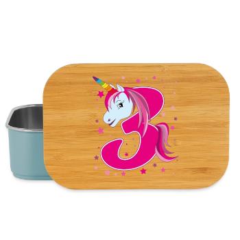 Einhorn,  3 Jahre alt, 3. Geburtstag, Kind - Lunch Box - Hellblau - Vorne