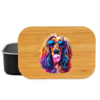 Pop-Art Afghanischer Windhund mit Bubblegum - Lunch Box - Schwarz - Vorne