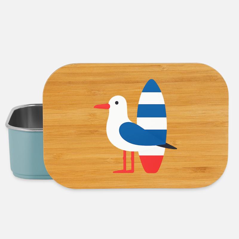 Möwe mit Surfbrett - Lunch Box - Hellblau