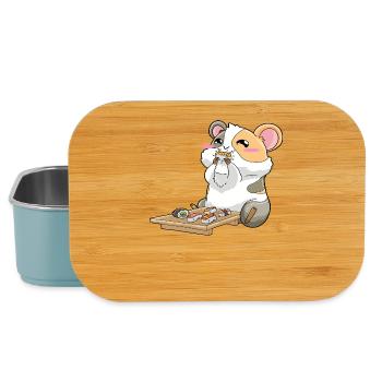 Lustiges Meerschweinchen isst Sushi - Lunch Box - Hellblau - Vorne