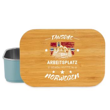 Tausche Arbeitsplatz gegen Hütte Norwegen Spruch - Lunch Box - Hellblau - Vorne