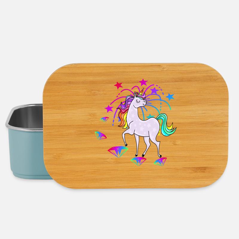 Einhorn Sterne Glitzer Regenbogen - Lunch Box - Hellblau