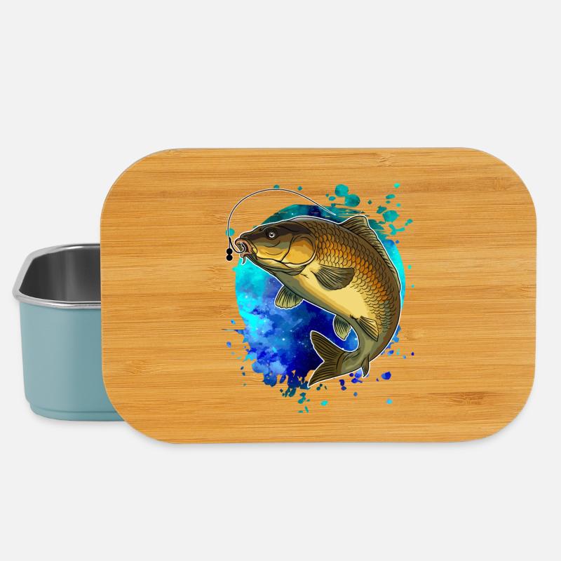 Karpfenangelhemd Splash Art Angler Geschenk - Lunch Box - Hellblau