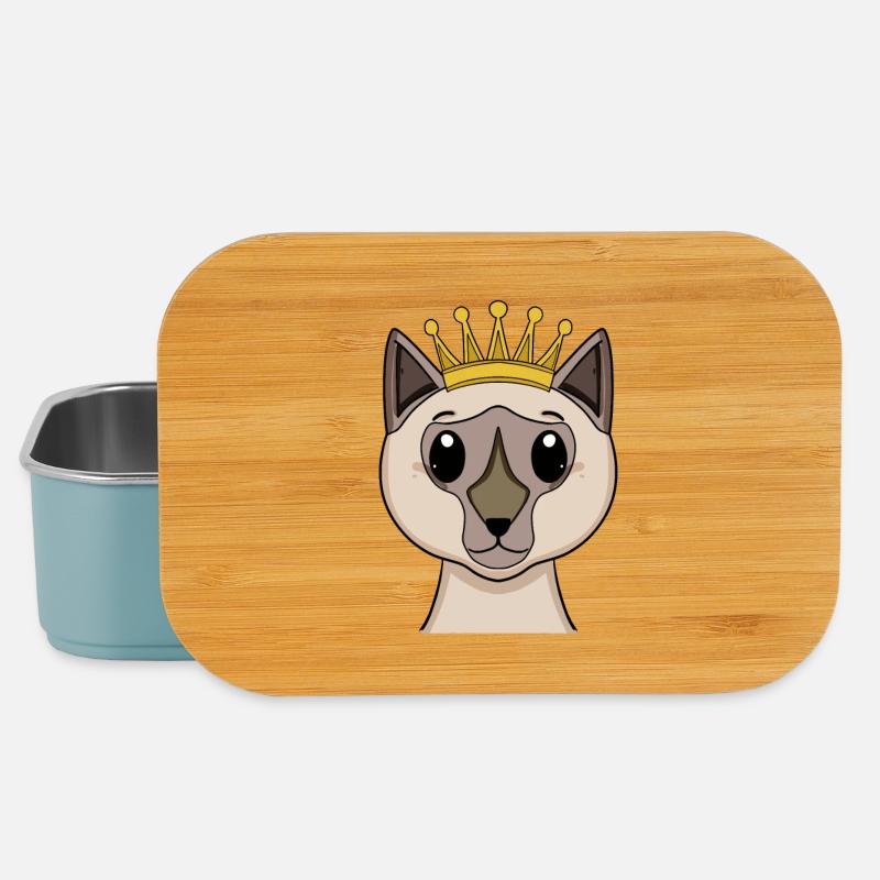 Cat with crown - Siamese cat with crown - Lunch Box - light blue