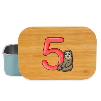 Young 5 years old sloth - Lunch Box - light blue - Front