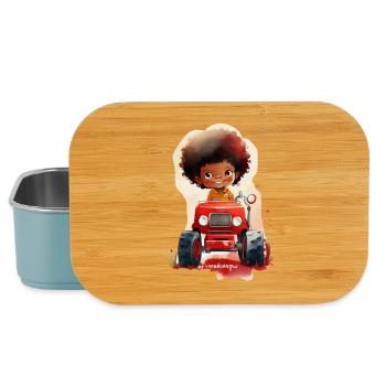 Kleines Kind mit rotem Traktor - Lunch Box - Hellblau - Vorne