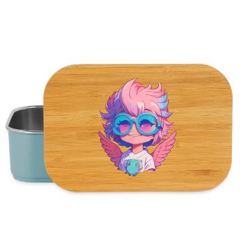 Kleiner süßer Engel mit Brille - Lunch Box - Hellblau - Vorne