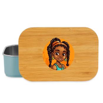 Illustration élégante d’afro-héroïne - Boîte à goûter - bleu pâle - Devant