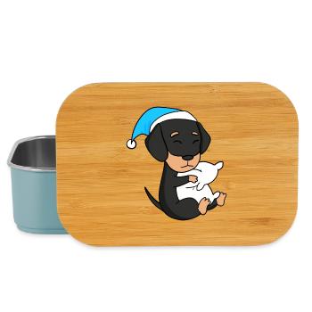 sleeping, tiredness, dog, dog breed, dachshund - Lunch Box - light blue - Front