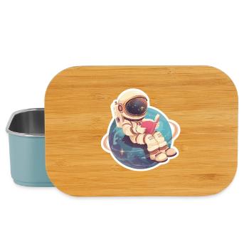 Cute astronaut reading a book in space - Lunch Box - light blue - Front