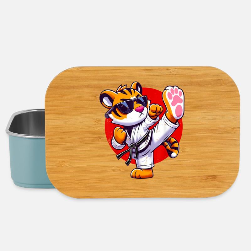 Tigre Karate Style Illustration - Boîte à goûter - bleu pâle