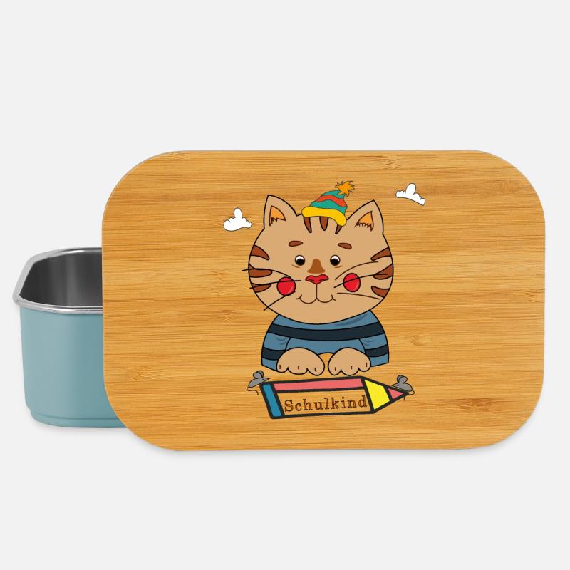 Schulkind Katze - Lunch Box - Hellblau