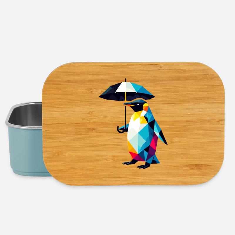 Géométrique coloré pingouin parapluie polygone art - Boîte à goûter - bleu pâle