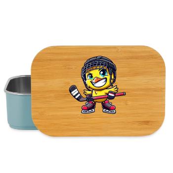 Drôle poulet poussin joueur de hockey sur glace - Boîte à goûter - bleu pâle - Devant