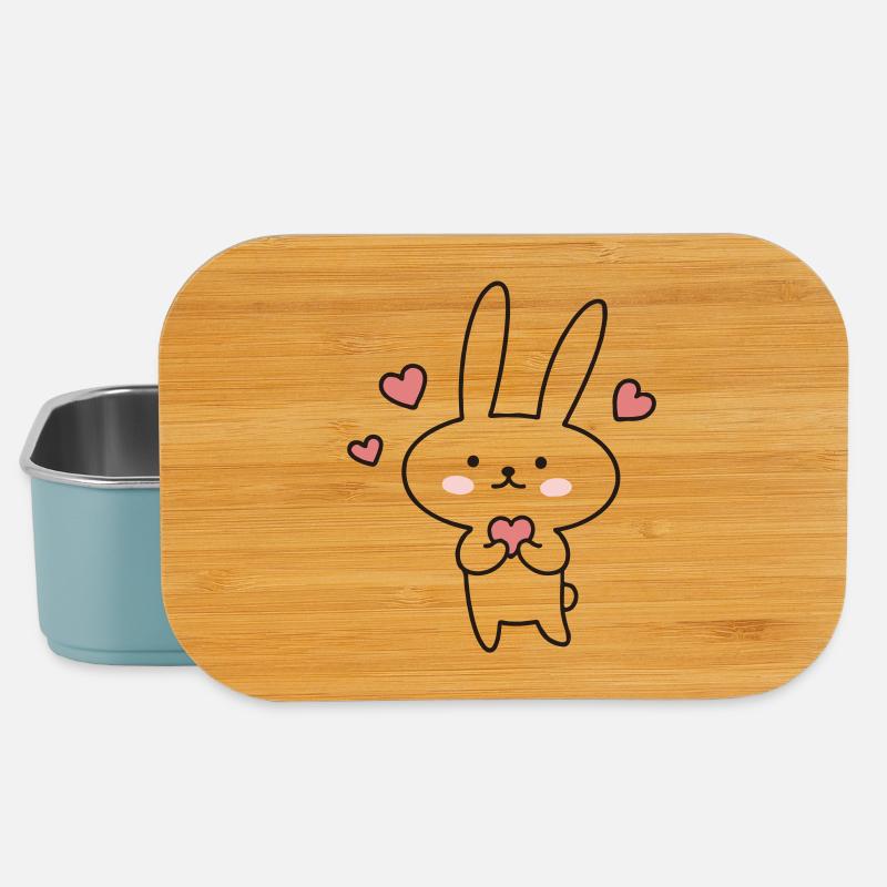 Cute bunny with hearts: Cute to fall in love with! - Lunch Box - light blue