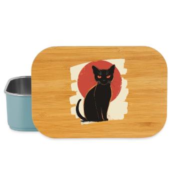 Black cat - Lunch Box - light blue - Front