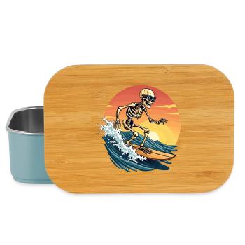 Surfer Skelett Surfen Wellenreiten Strand Meer Fun - Lunch Box - Hellblau - Vorne