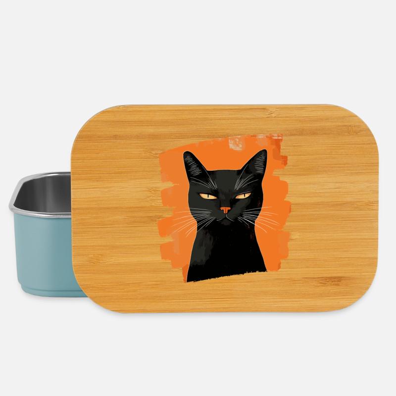 Schwarze Katze - Lunch Box - Hellblau