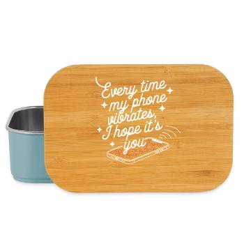 Simple Vibes – Sauberes Telefontext-Design mit Herzen - Lunch Box - Hellblau - Vorne