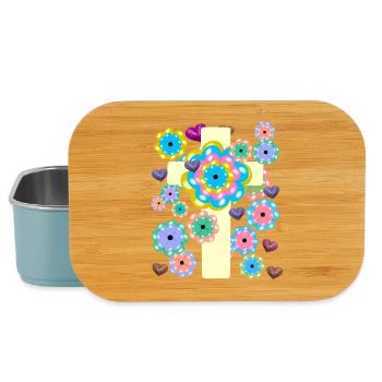 Kreuz Jesus Kreuze Blumen Herz Herzen Kreuze - Lunch Box - Hellblau - Vorne