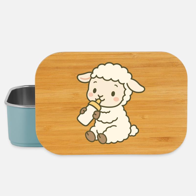Lämmchen mit Milchflasche - Little Lamb Sip - Lunch Box - Hellblau