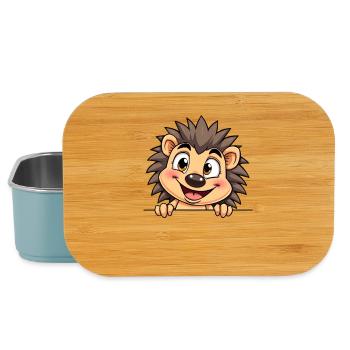 Süßer Igel schaut hervor: Cartoon-Tierillustration - Lunch Box - Hellblau - Vorne