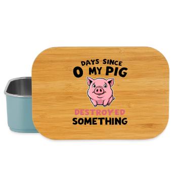 0 jour depuis que mon cochon a détruit quelque chose d'amusant - Boîte à goûter - bleu pâle - Devant