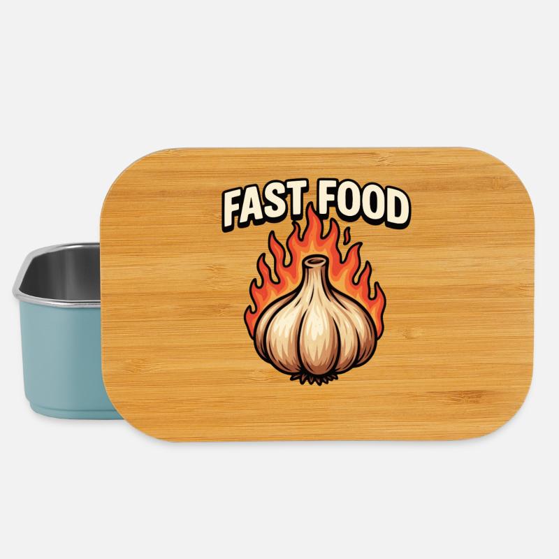 Feurige Knoblauch-Cartoon - Lunch Box - Hellblau