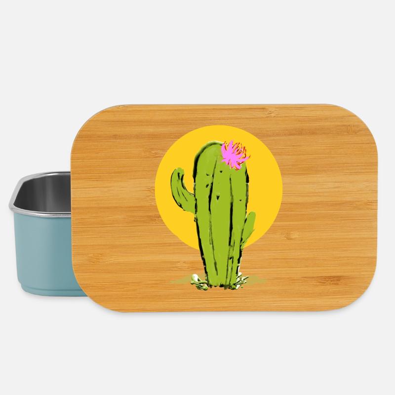 Cactus avec fleur abstraite - Boîte à goûter - bleu pâle
