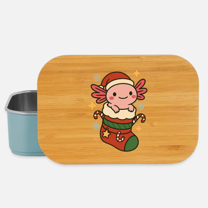 Axolotl Christmas – Mignon en chaussettes 🧦 - Boîte à goûter - bleu pâle
