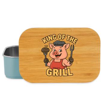 Grill Master Pig – Roi du barbecue - Boîte à goûter - bleu pâle - Devant