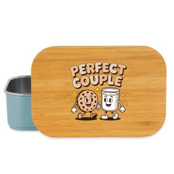 parfait couple biscuit lait dessin animé amusant - Boîte à goûter - bleu pâle - Devant