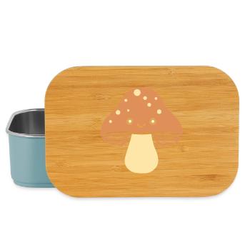 Kawaii orange mushroom smile - Lunch Box - light blue - Front