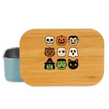 Halloween Building Block Heads Youth Child Halloween - Lunch Box - light blue - Front