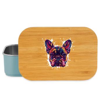 Farbexplosion Bulldogge Kopf - Lunch Box - Hellblau - Vorne